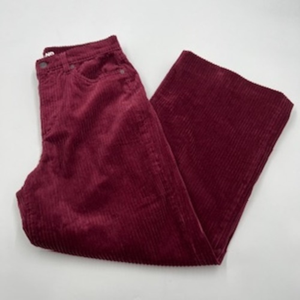 Lands End Burgundy Corduroy Wide Leg High Rise Pants Womens Size 8 Wine Red - Picture 7 of 16